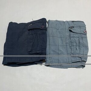 VINTAGE Hurley Cargo Shorts Size 32 X 10 Mens  Blue Navy Baggy Skater Y2K 90's